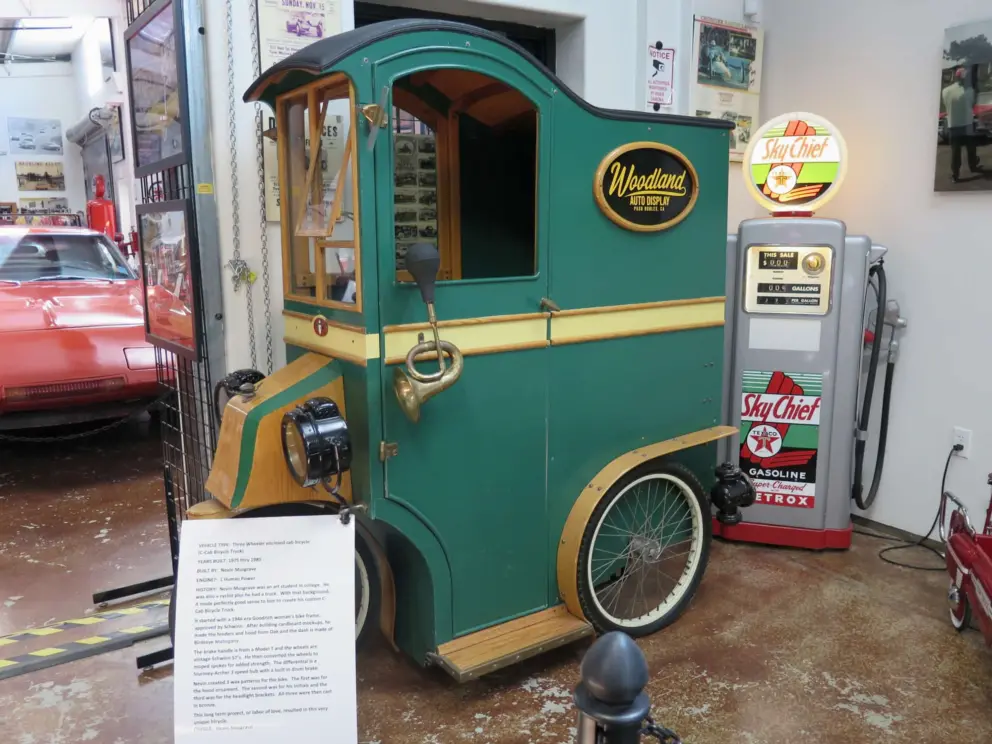 C-Cab Bicycle Truck from the 70s, in the Woodland Auto Display building of the museum. 