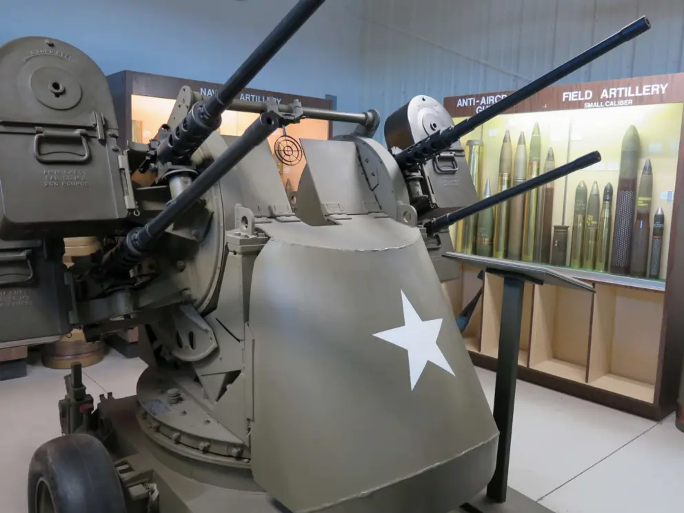 Field artillery in the munitions display building. 