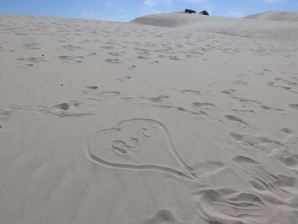 Love heart in the sand. 
