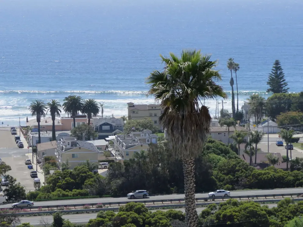 Looking down on the sparkling waves. 
