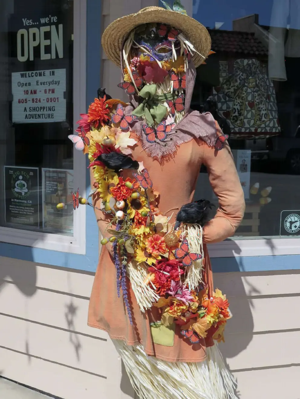 Scarecrow outside a gift shop on Main Street. 