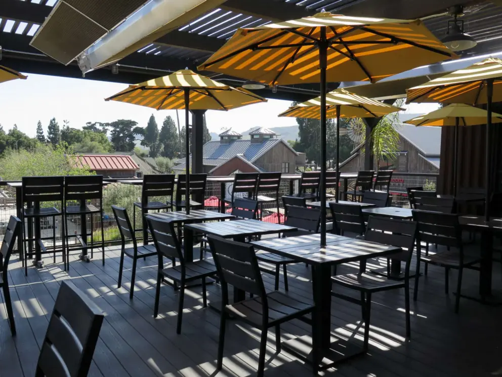 Seating at Todo Bueno Cafe. 