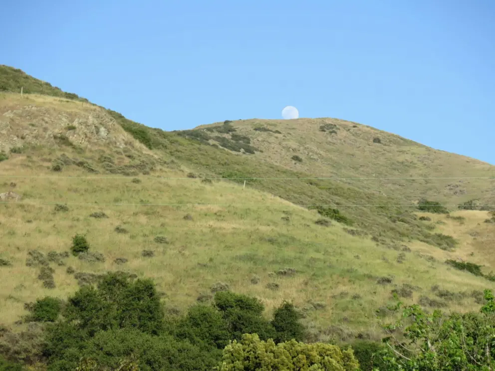 The moon asleep on the mountain. 