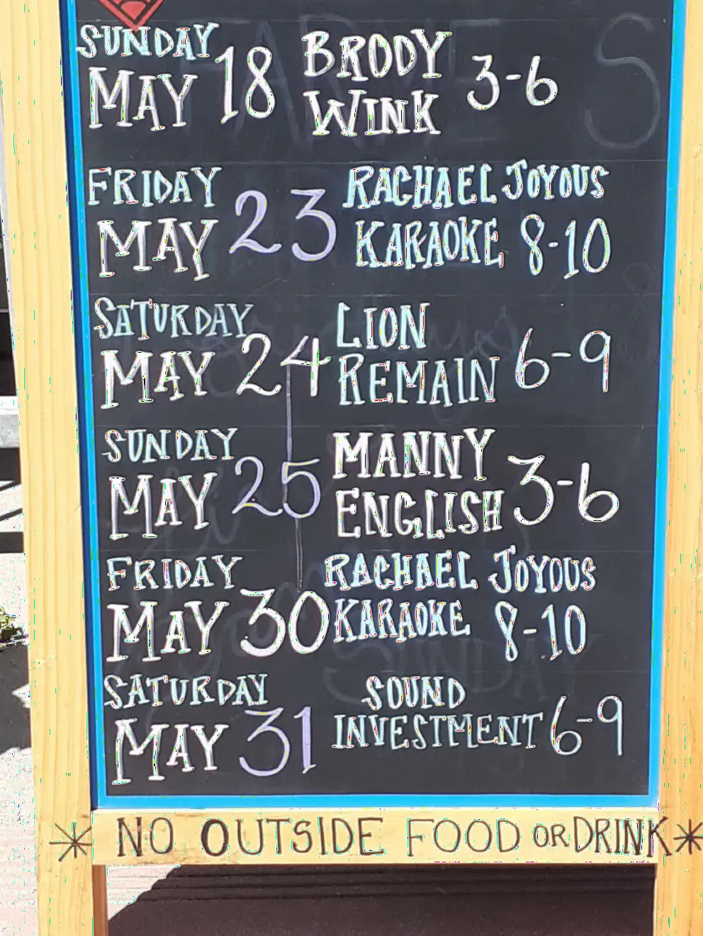 Live music lineup at Mr. Rick's. 