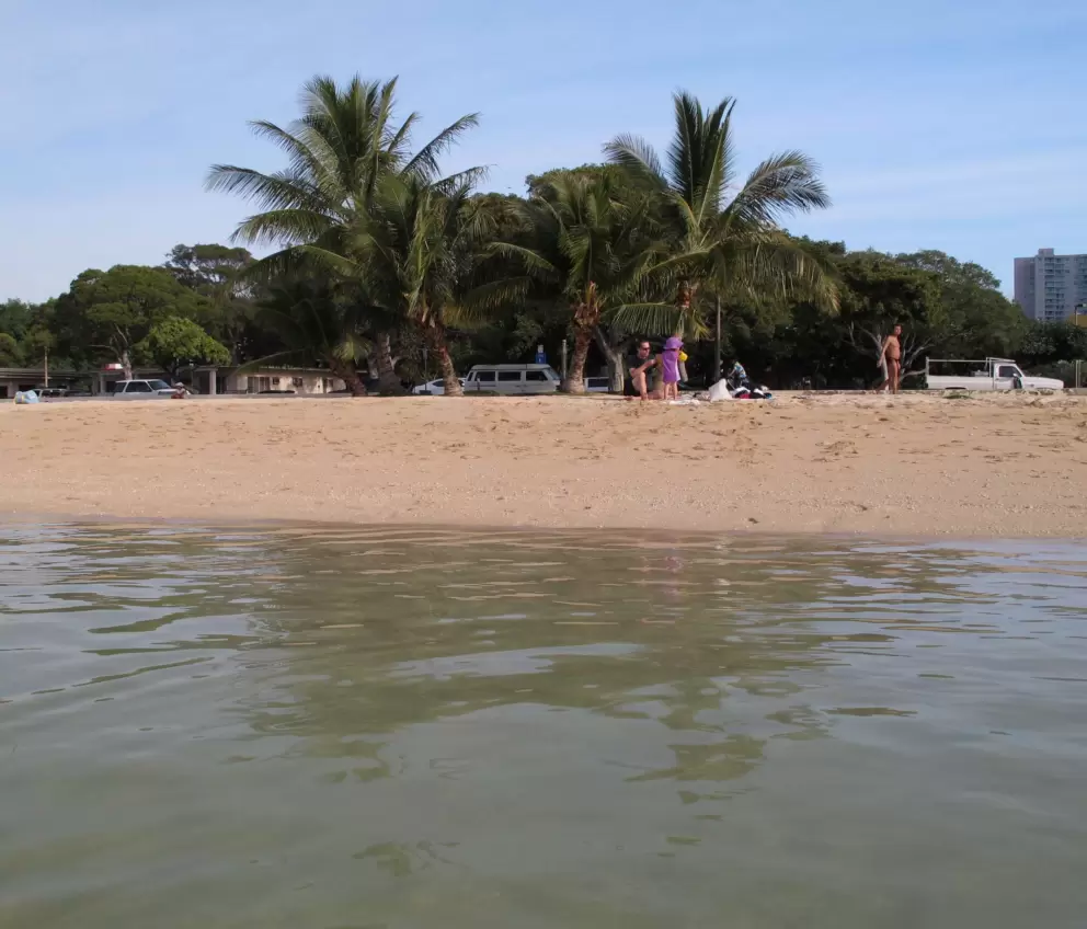 The calm, shallow water is great for children.