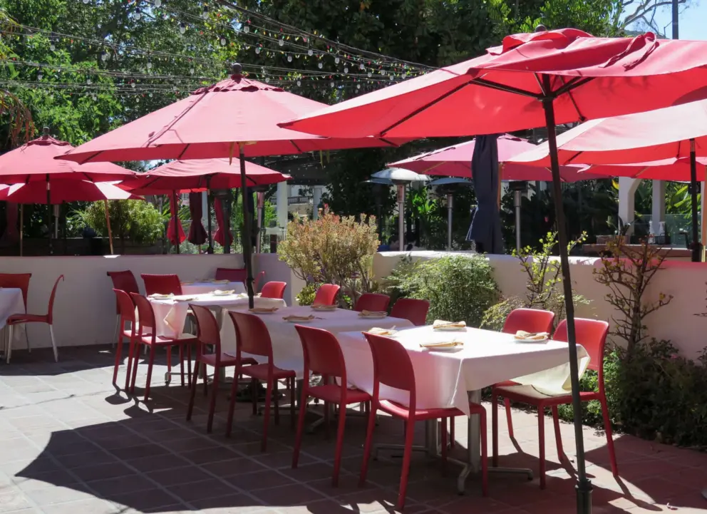 Luna Red Restaurant, on the creek by the mission.