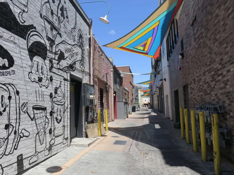 An alley that has been beautified. 