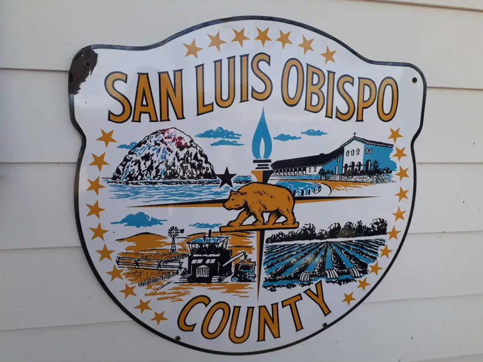 San Luis Obispo County decoration with a bear, at High Street Deli. 