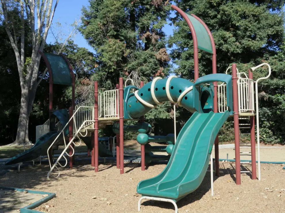 Double slides and climbeys at the playground. 