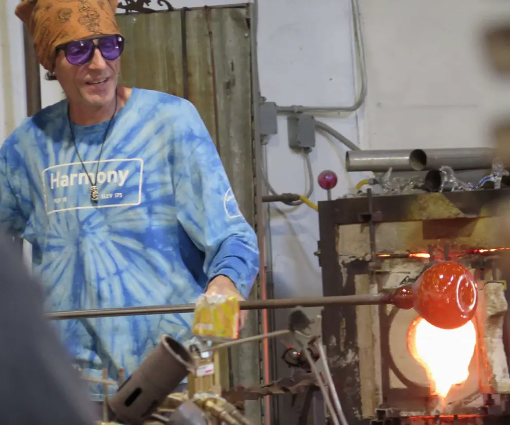 It's wonderful to watch glassblowing in Harmony. 