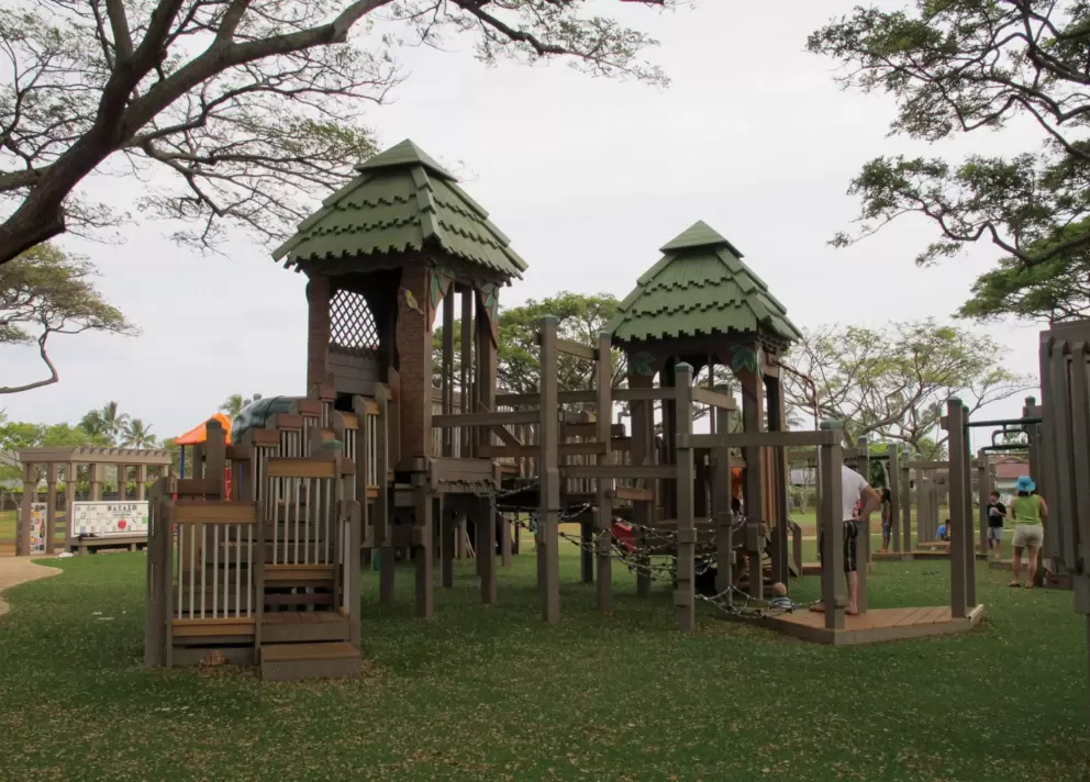 Tops of the play structure are like treetops.