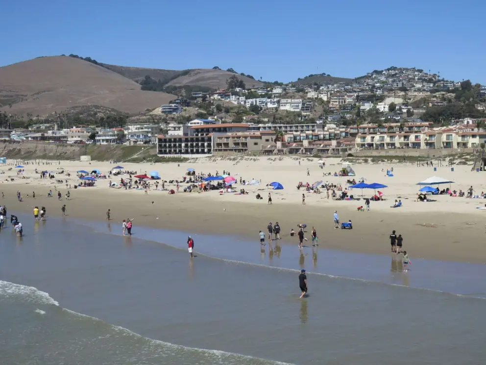 Busy beach day in September, right below the pier. 