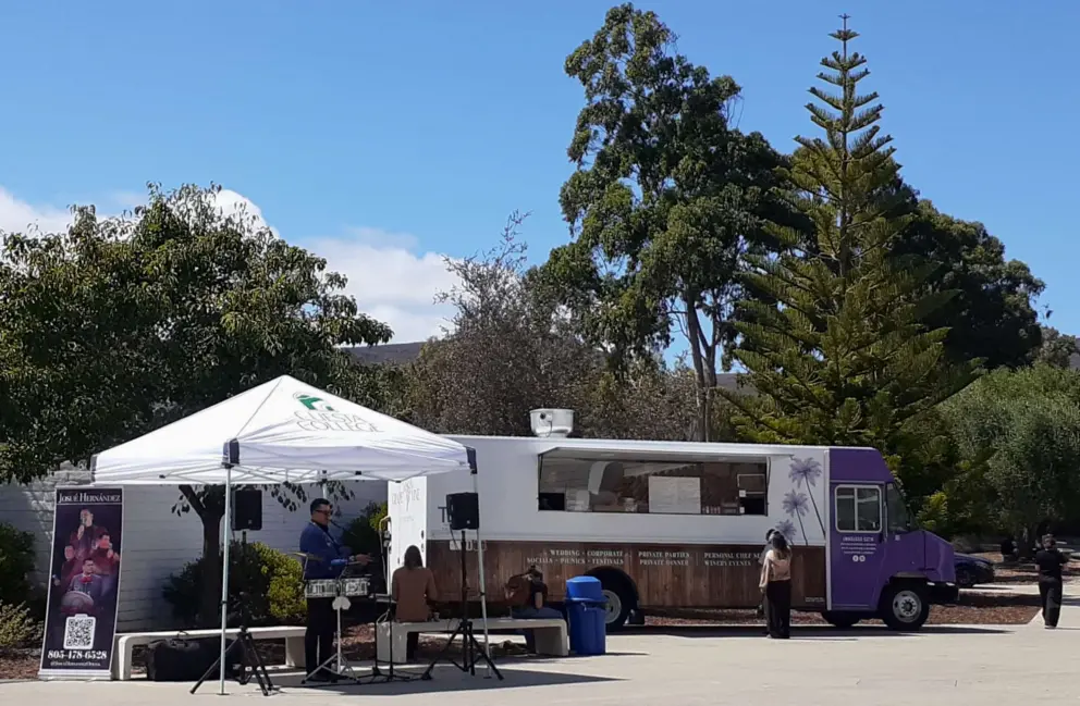 Food trucks and music, on open day. 