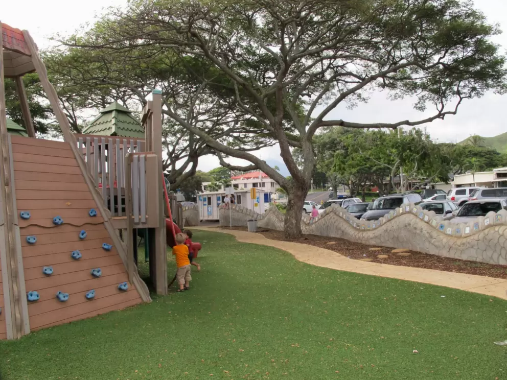 Rock-climbing wall. 