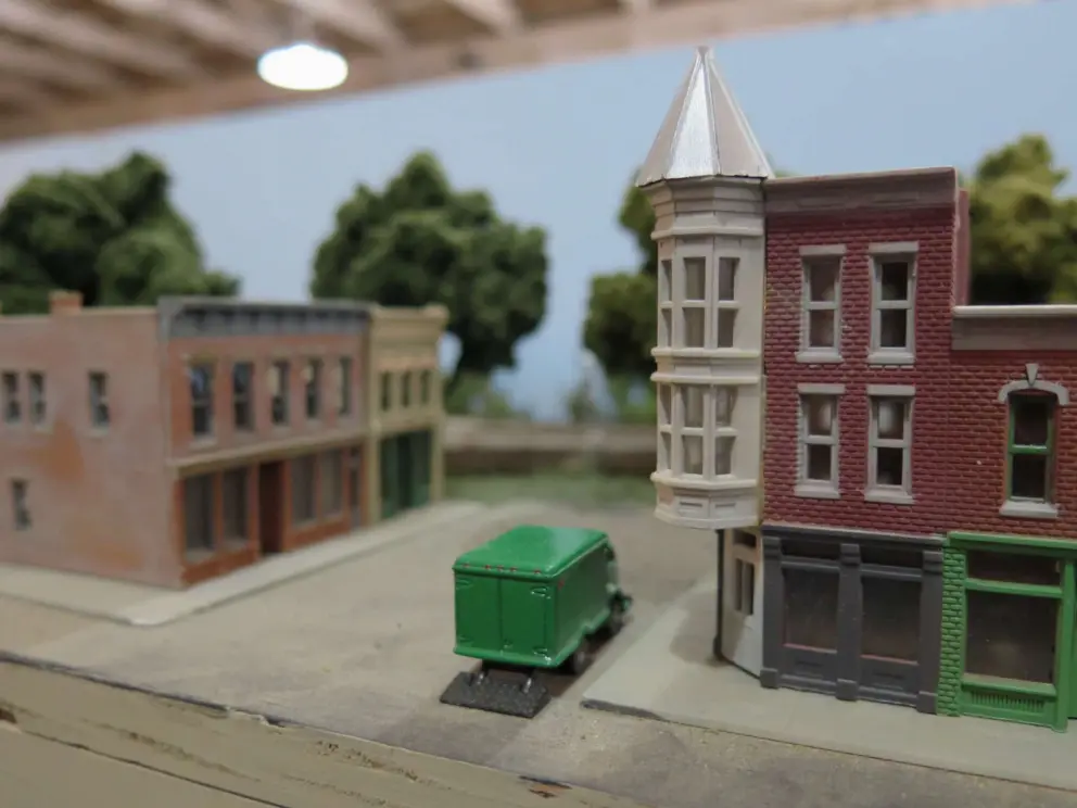 Paso Robles building in the model railroad. 