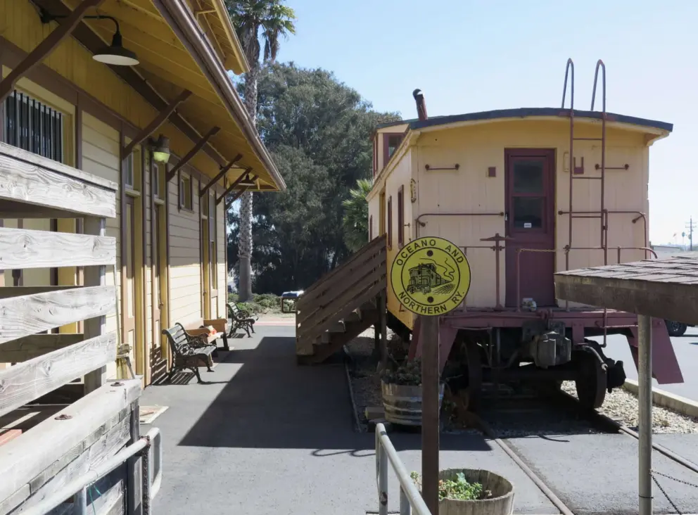 Historic caboose at Oceano Depot. The caboose is where the train crew slept, and it was attached to the end of the train.
