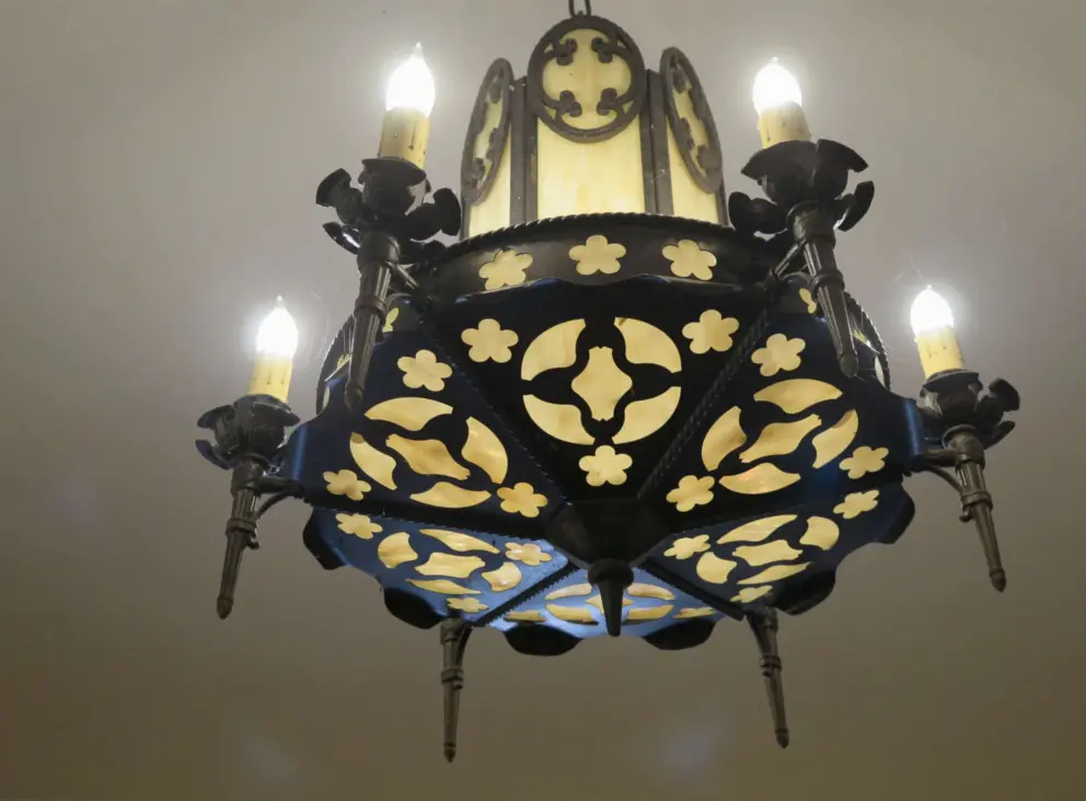 Ironwork chandelier in the chapel. 