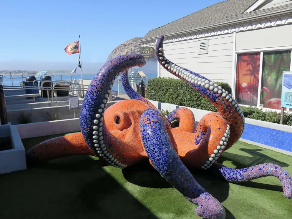 Octopus made of mosaic tiles- a super fun place for kids to play!!