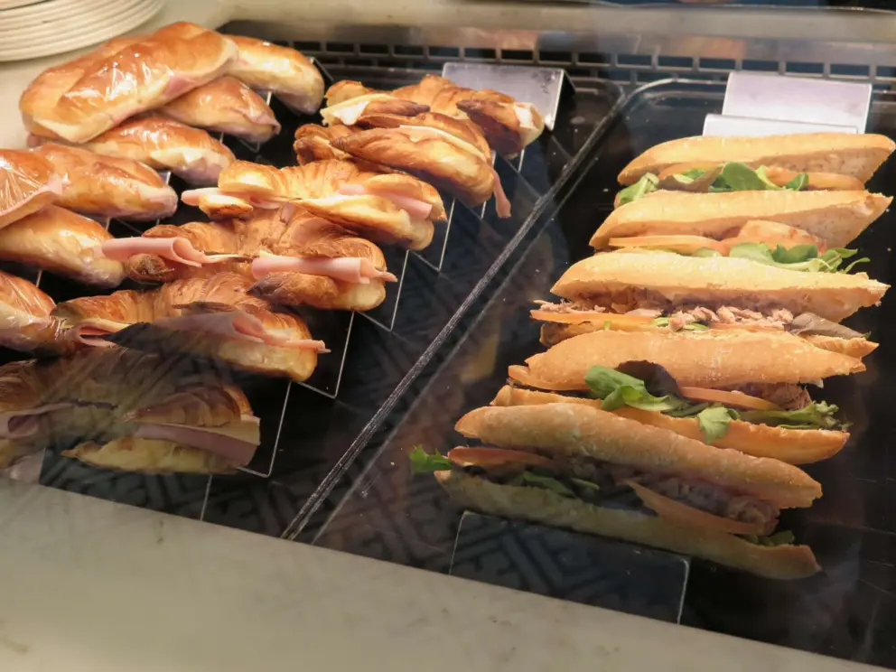 Croissant and baguette sandwiches at El Fornet Bakery.