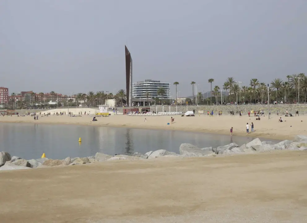 Looking back at the beach from the jetty. 