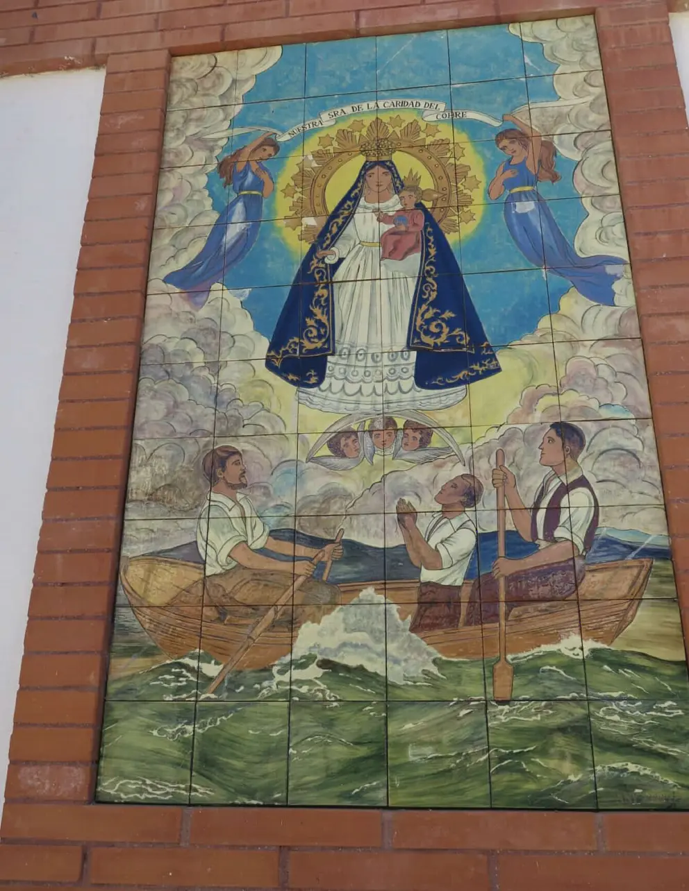 A sea-themed picture on the exterior wall. 