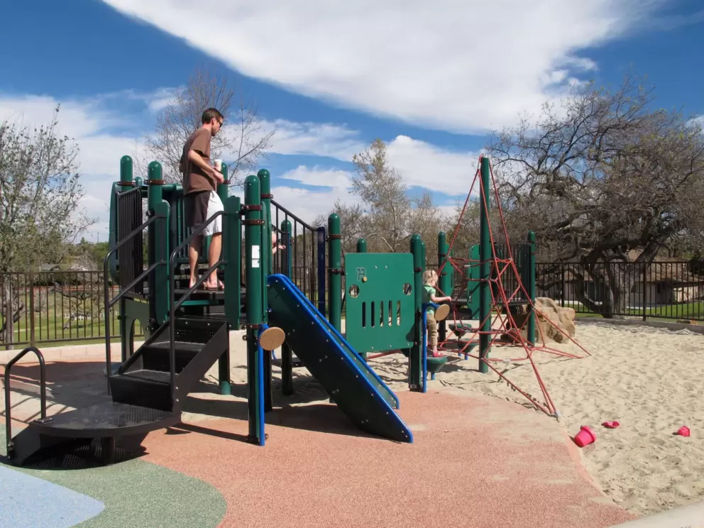 The colorful play structure.