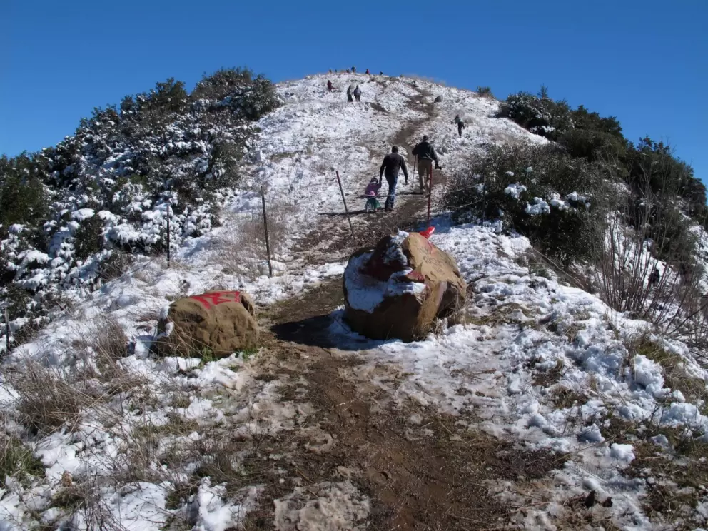 Everyone walks up this slippery hill to take in the 360 degree views.