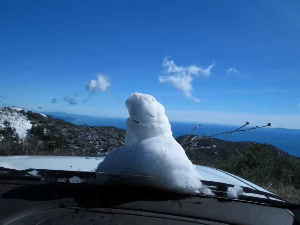 Our beloved snowman on our car!