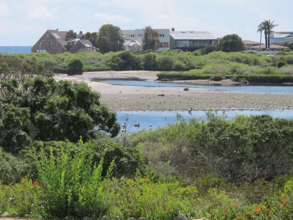 Looking across the lagoon to the Malibu Movie Colony where many famous people live.
