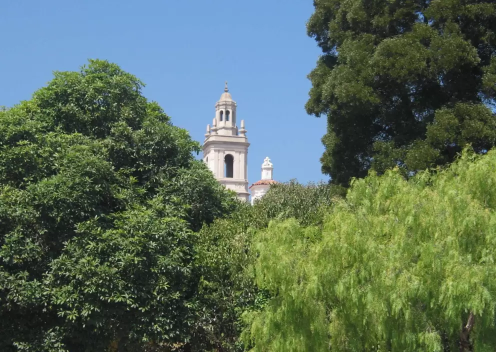 St Anthony's Seminary Chapel above the trees.