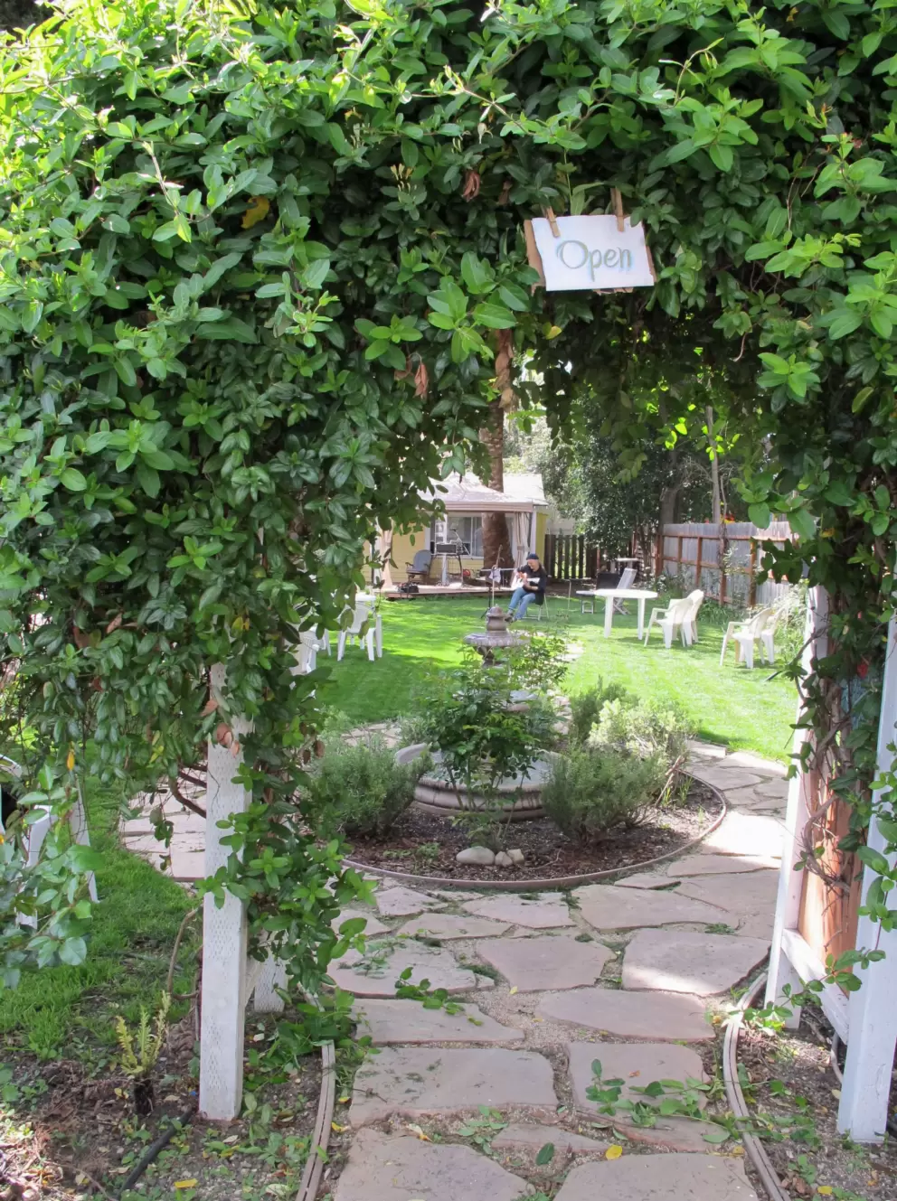 The Crooked Path, an enchanting spot where anyone can come and listen to live music in a private front yard in Los Olivos.