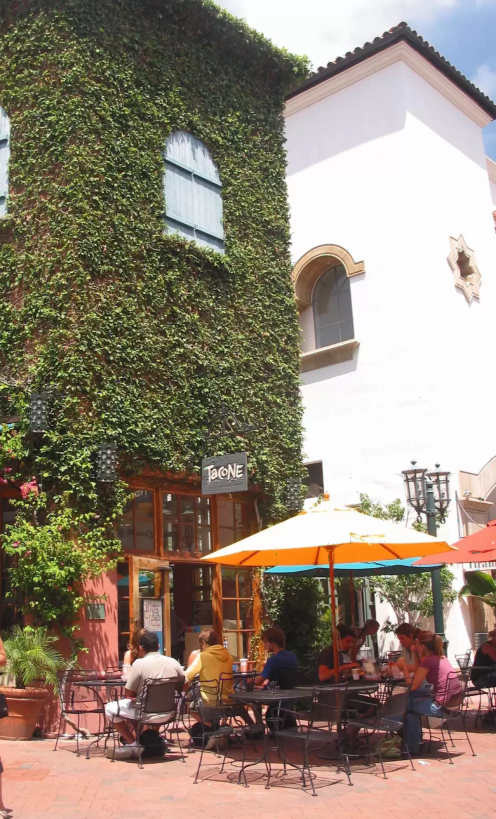 Sidewalk cafe in Paseo Nuevo.