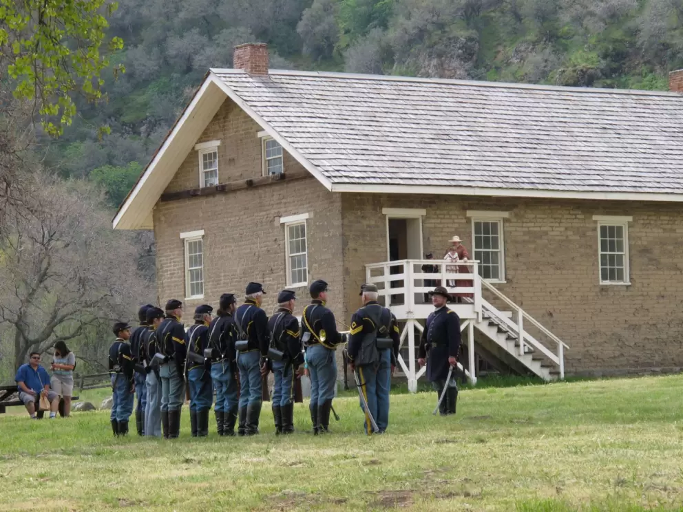 Military drill during a living history day.