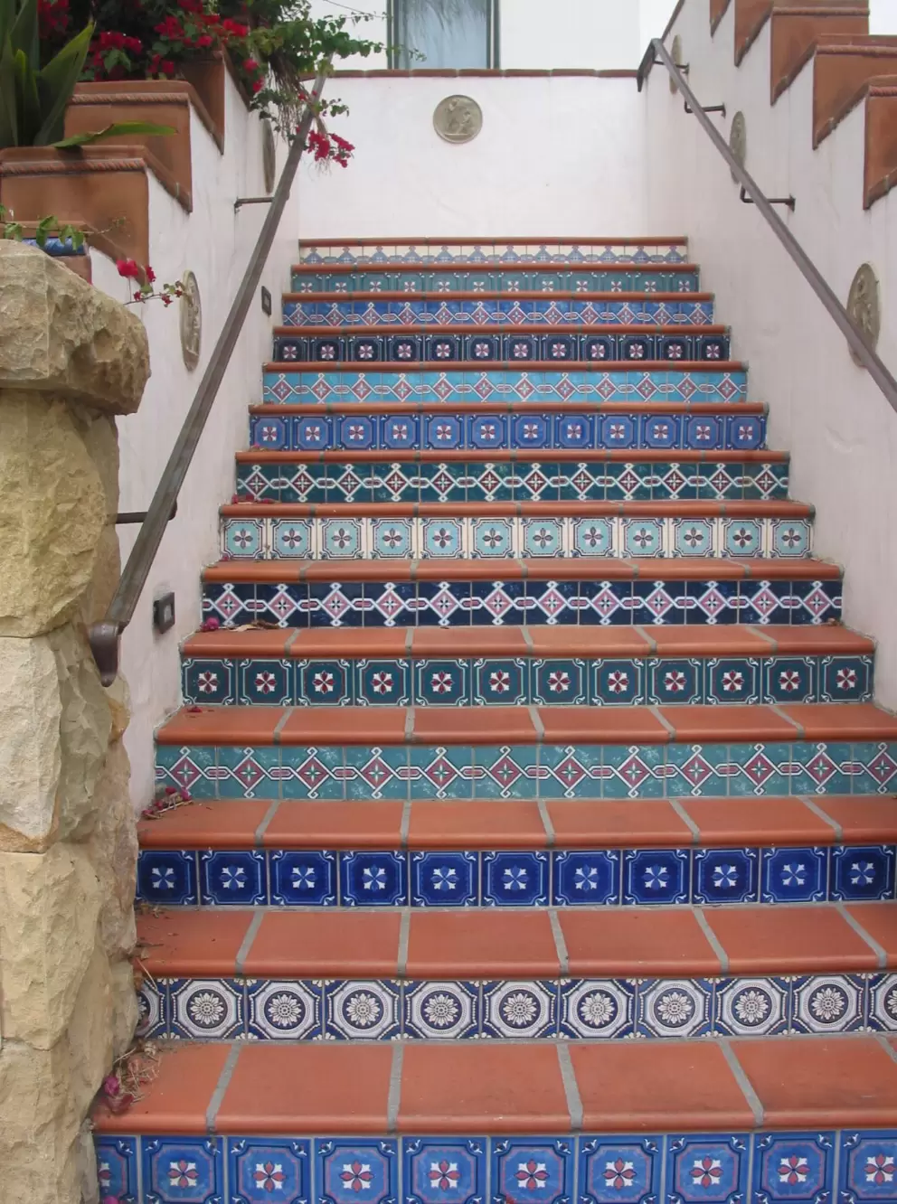 The blue Spanish stairs leading to the Raffour House.