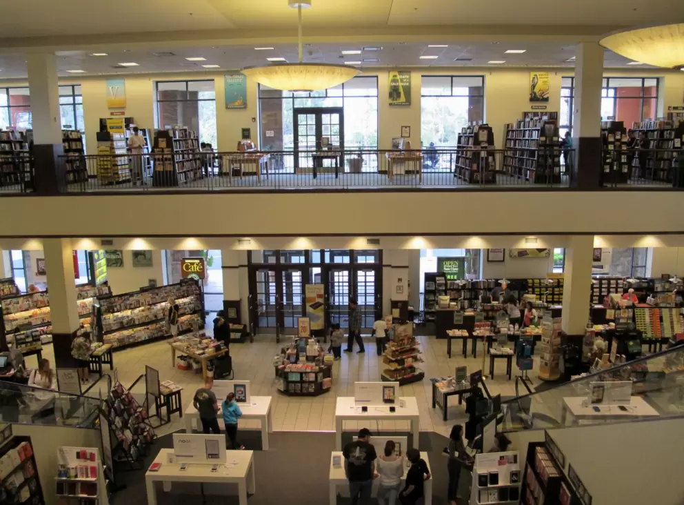 The spacious Barnes and Noble bookstore.