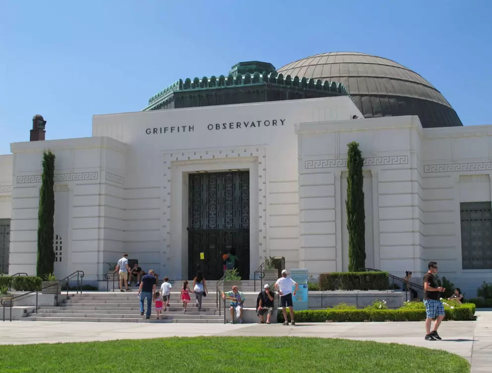 Standing before Griffith Observatory.