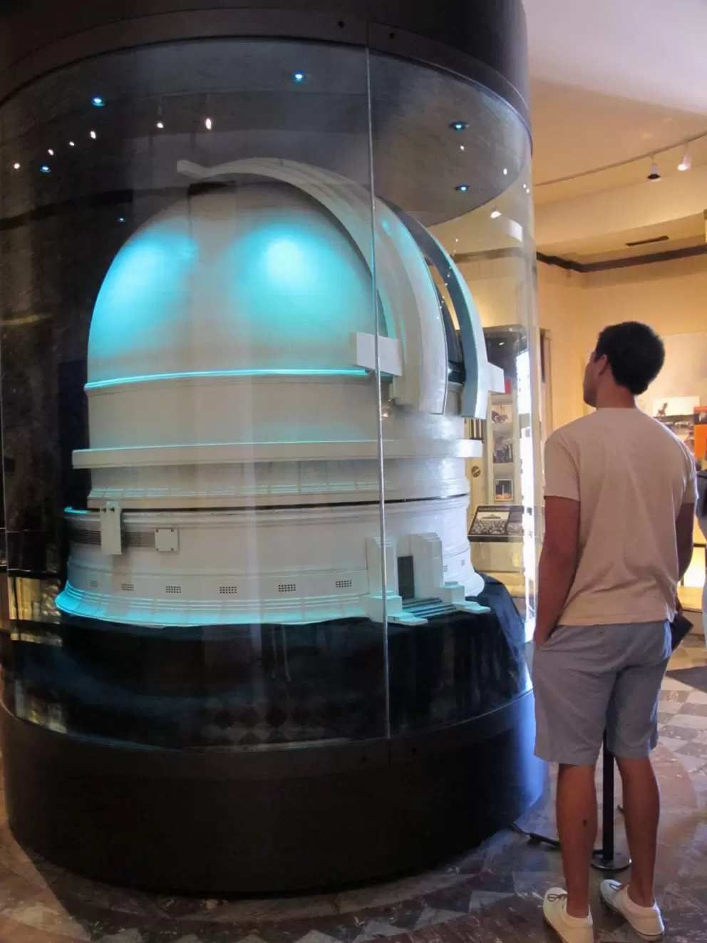 Checking out a telescope.