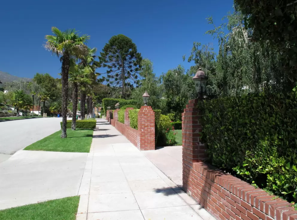 Junipero Plaza, a quiet street that leads to the mission rose garden.