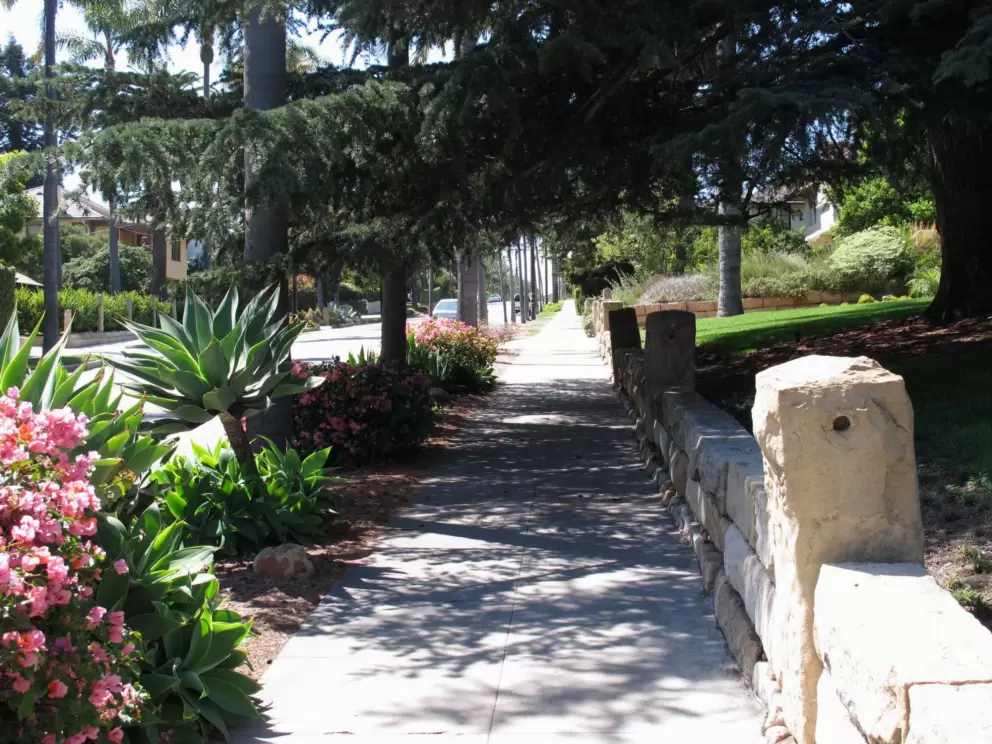 Shady path along Garden Street.