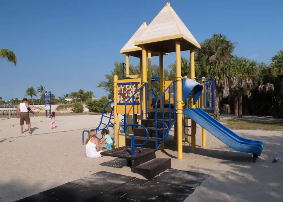 The playground by the lagoon side of the park.