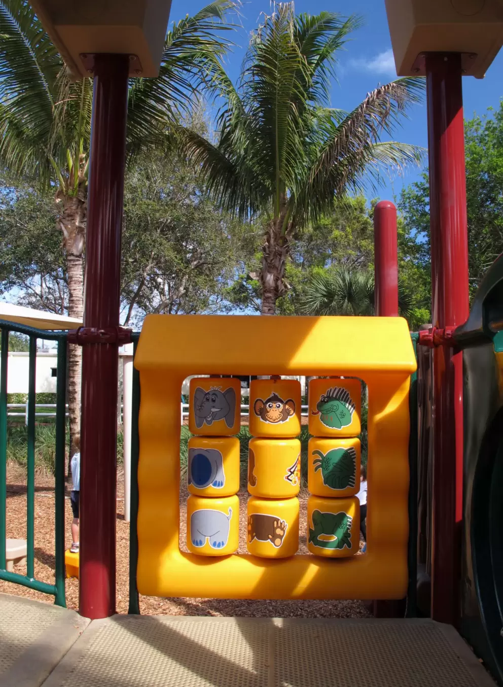Toddler play area where you can change the head, torso, and feet of an animal.