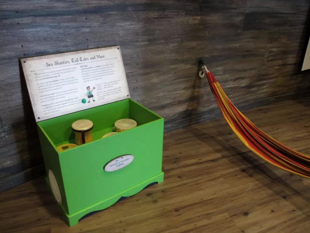 Sea shanties to sing to, music instruments, and a hammock.