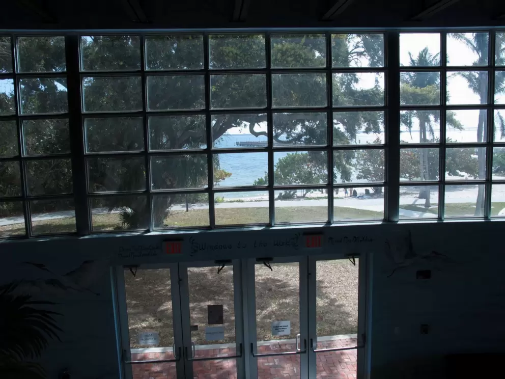 Beautiful views of Indian Riverside Park out the huge windows!