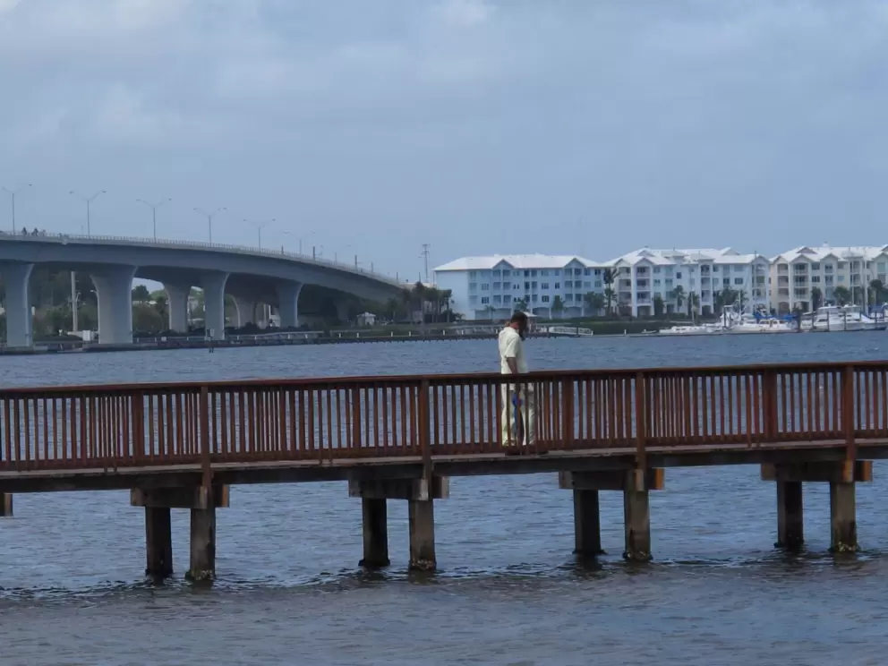 Walking over the water.