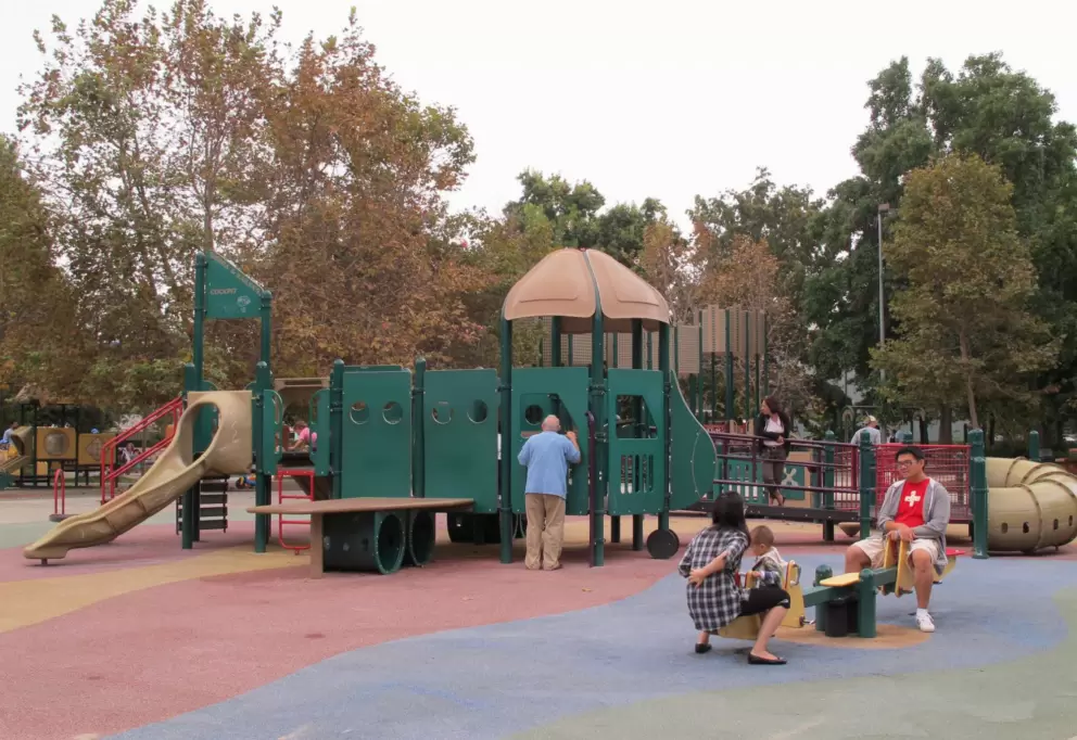 Teeter-totter by the playground.