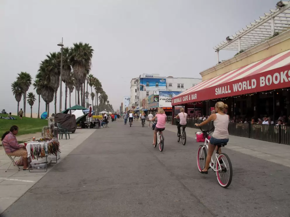 Bike riding along Ocean Front Walk.