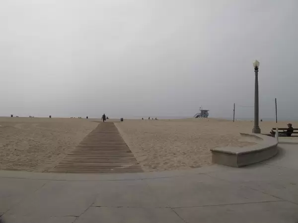 Wooden paths make it easier to take the long trek across the sand to the water.