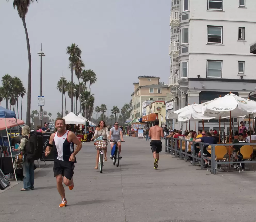Bike onto Ocean Front Walk once you get to Venice Beach.