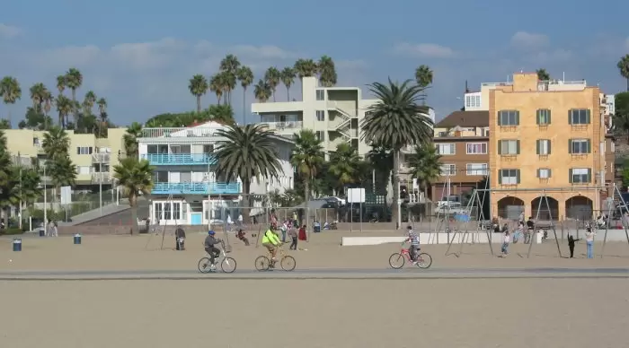 Bike path at Santa Monica Beach.