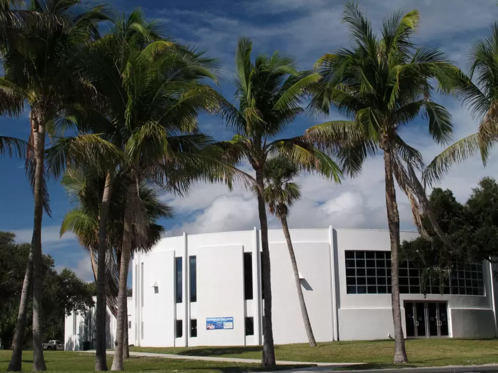 Museum, as seen from the waterside park.